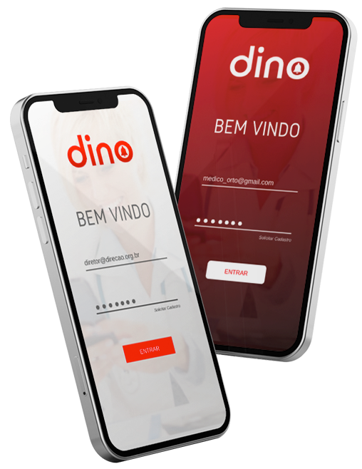Imagem mostrando a tela de BEM VINDO da versão mobile do app dino